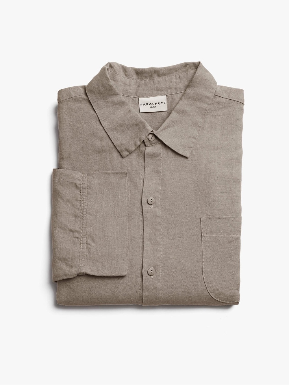 Parachute Men's Taupe Button-Down Linen Shirt